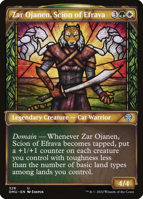 Zar Ojanen, Scion of Efrava, Dominaria United Showcase, Multicolor, Uncommon, Selesnya, Legendary Creature, Cat Warrior, Non-Foil, NM