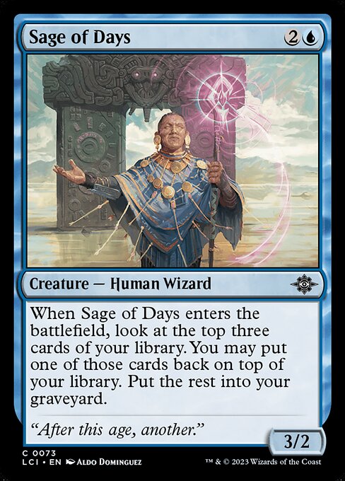 Sage of Days, The Lost Caverns of Ixalan, Blue, Common, , Creature, Human Wizard, Non-Foil, NM