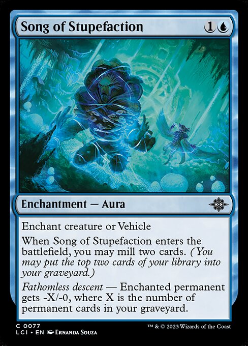 Song of Stupefaction, The Lost Caverns of Ixalan, Blue, Common, , Enchantment, Aura, Foil, NM