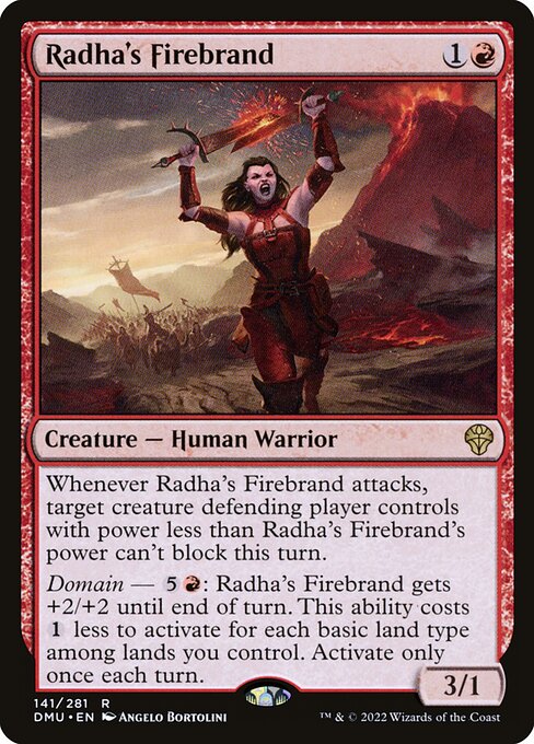 Radha's Firebrand, Dominaria United, Red, Rare, , Creature, Human Warrior, Non-Foil, NM