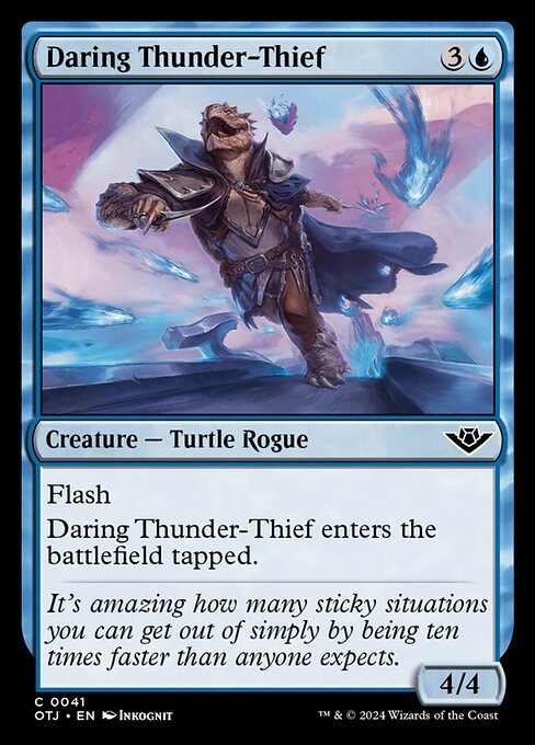 Daring Thunder-Thief, Outlaws of Thunder Junction, Blue, Common, , Creature, Turtle Rogue, Foil, NM