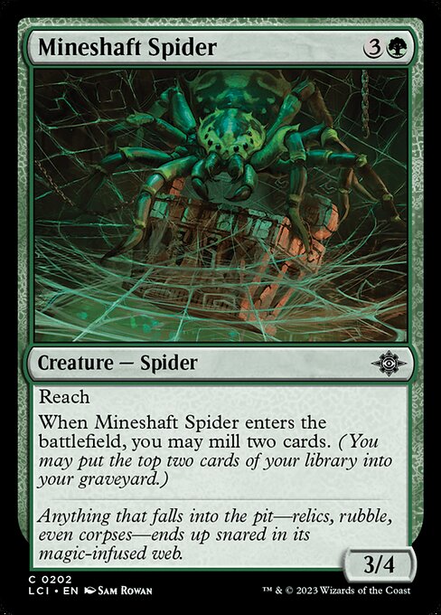 Mineshaft Spider, The Lost Caverns of Ixalan, Green, Common, , Creature, Spider, Foil, NM
