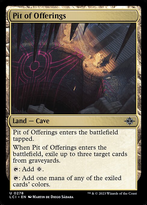 Pit of Offerings, The Lost Caverns of Ixalan, Colorless, Uncommon, , Land, Cave, Non-Foil, NM