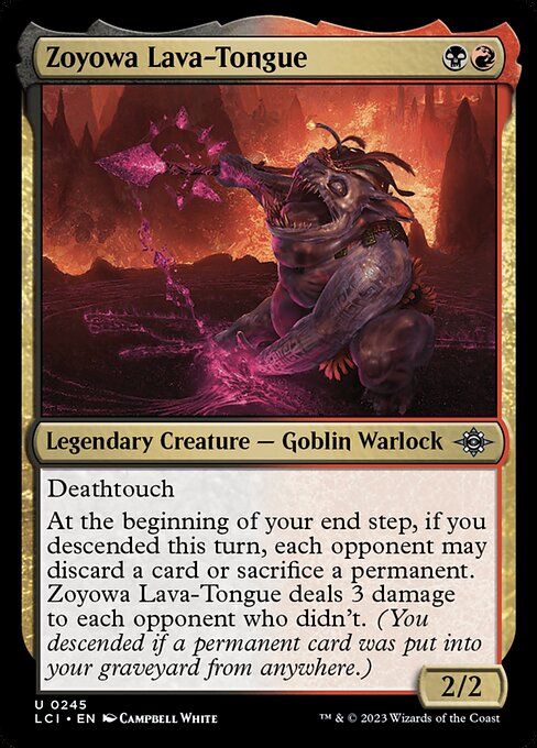 Zoyowa Lava-Tongue, The Lost Caverns of Ixalan, Multicolor, Uncommon, Rakdos, Legendary Creature, Goblin Warlock, Foil, NM