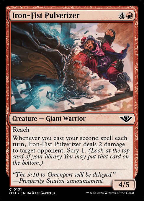 Iron-Fist Pulverizer, Outlaws of Thunder Junction, Red, Common, , Creature, Giant Warrior, Foil, NM