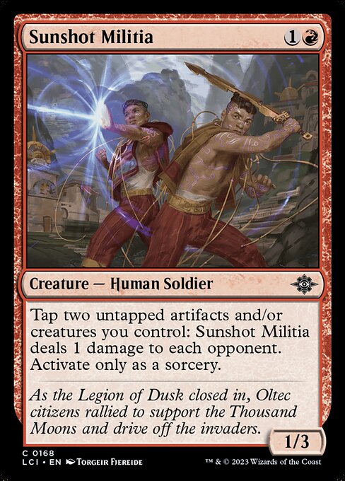 Sunshot Militia, The Lost Caverns of Ixalan, Red, Common, , Creature, Human Soldier, Non-Foil, NM