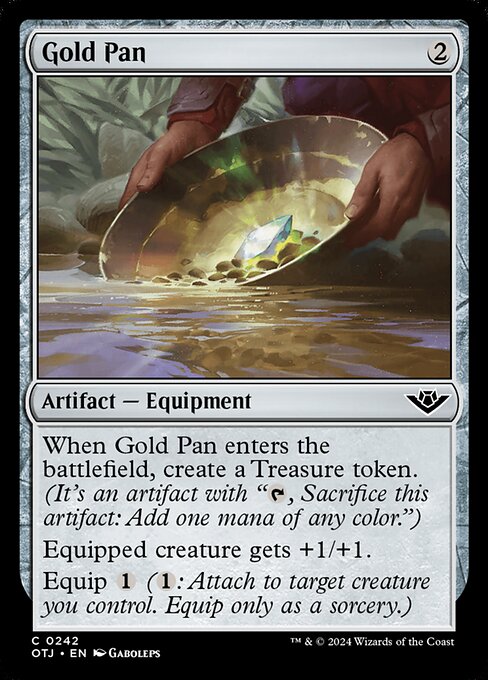 Gold Pan, Outlaws of Thunder Junction, Colorless, Common, , Artifact, Equipment, Foil, NM