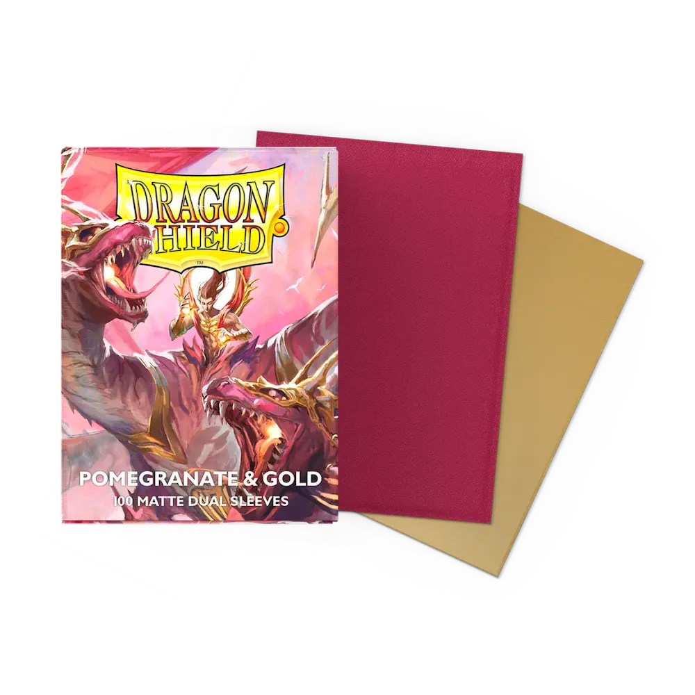 Dragon Shield - Pomegranate & Gold: Standard Size 100 Matte Dual Sleeves (Magic, Pokémon, Riftbound, One Piece)