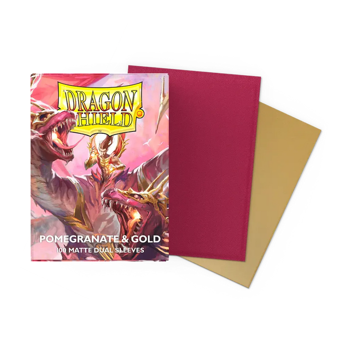 Dragon Shield - Pomegranate & Gold: Standard Size 100 Matte Dual Sleeves (Magic, Pokémon, Riftbound, One Piece)