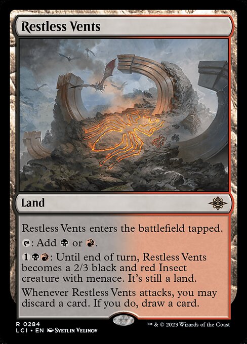 Restless Vents, The Lost Caverns of Ixalan, Multicolor, Rare, Rakdos, Land, Non-Foil, NM