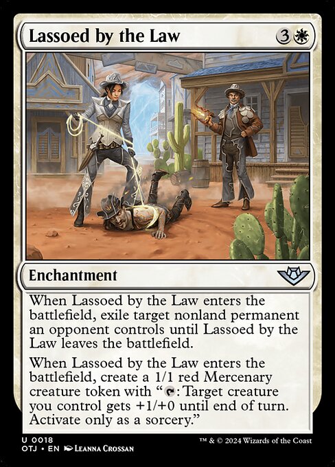 Lassoed by the Law, Outlaws of Thunder Junction, White, Uncommon, , Enchantment, Non-Foil, NM