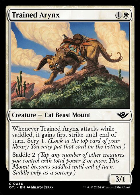 Trained Arynx, Outlaws of Thunder Junction, White, Common, , Creature, Cat Beast Mount, Foil, NM