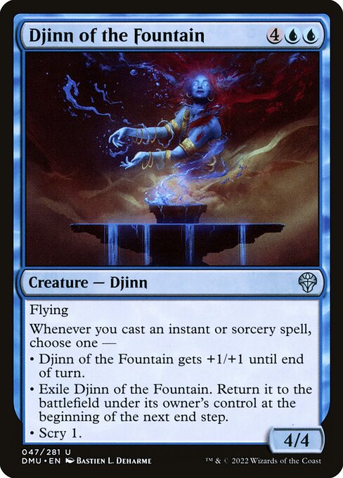 Djinn of the Fountain, Dominaria United, Blue, Uncommon, , Creature, Djinn, Non-Foil, NM