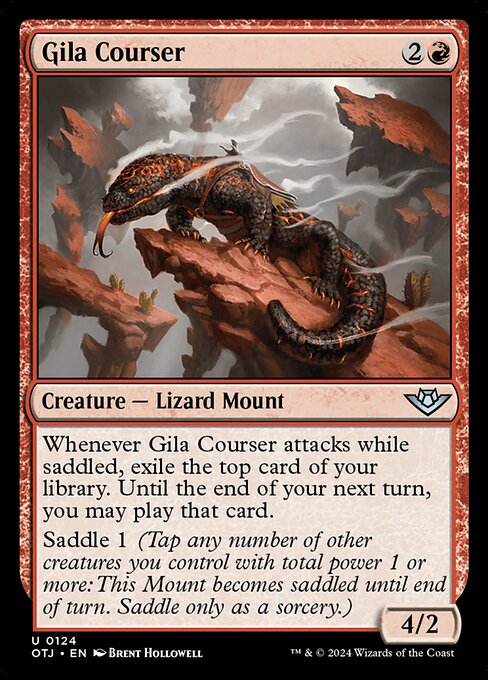 Gila Courser, Outlaws of Thunder Junction, Red, Uncommon, , Creature, Lizard Mount, Foil, NM