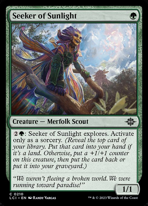 Seeker of Sunlight, The Lost Caverns of Ixalan, Green, Common, , Creature, Merfolk Scout, Non-Foil, NM