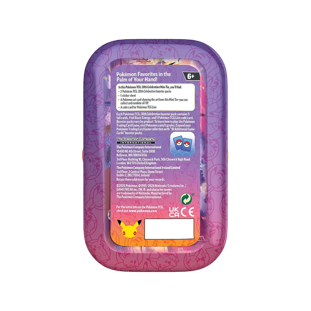 Pokémon - 30th Celebration: Mini Tin Mewtwo (2 Packs, 1 Art Card & 1 Sticker Sheet)