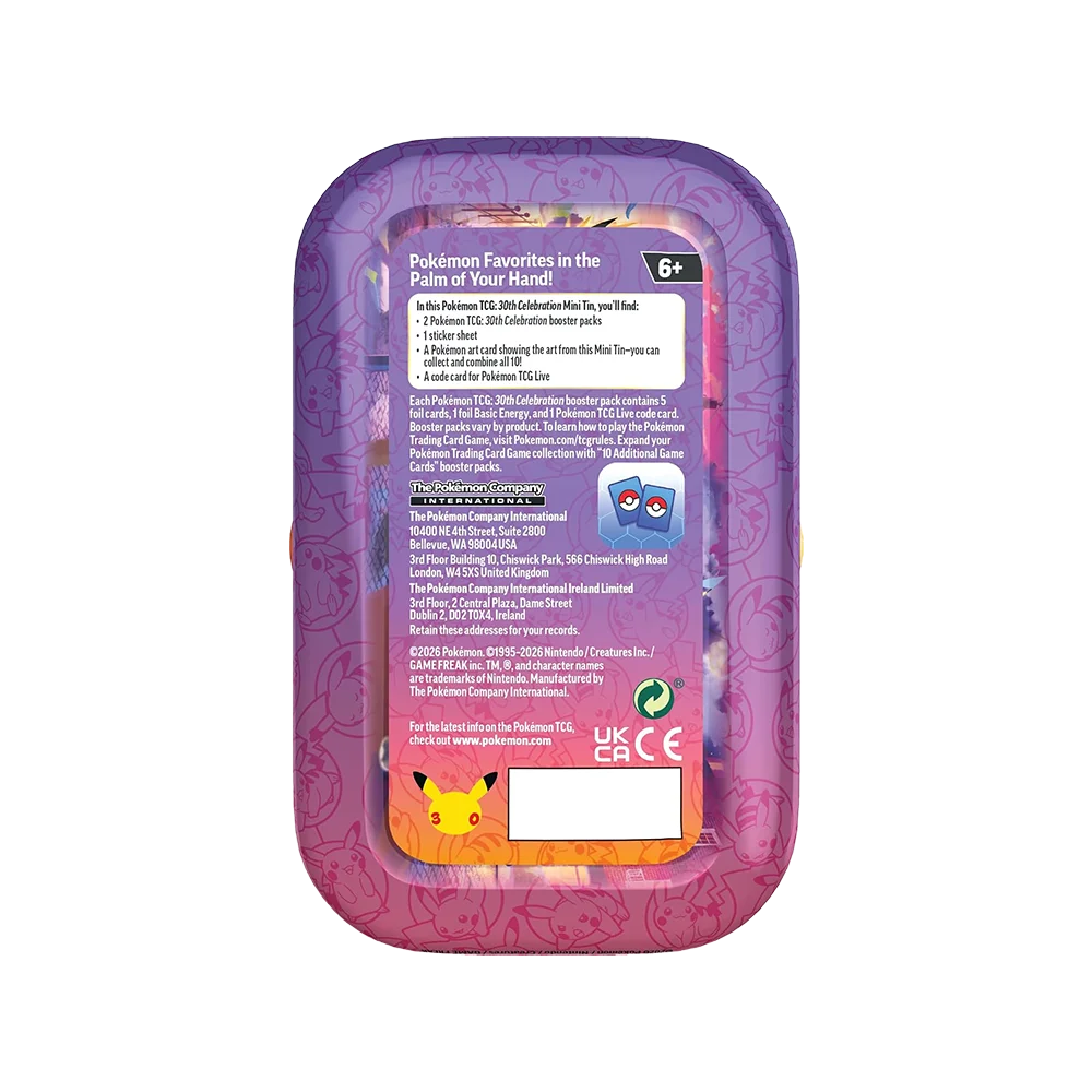 Pokémon - 30th Celebration: Mini Tin Night Pikachu (2 Packs, 1 Art Card & 1 Sticker Sheet)