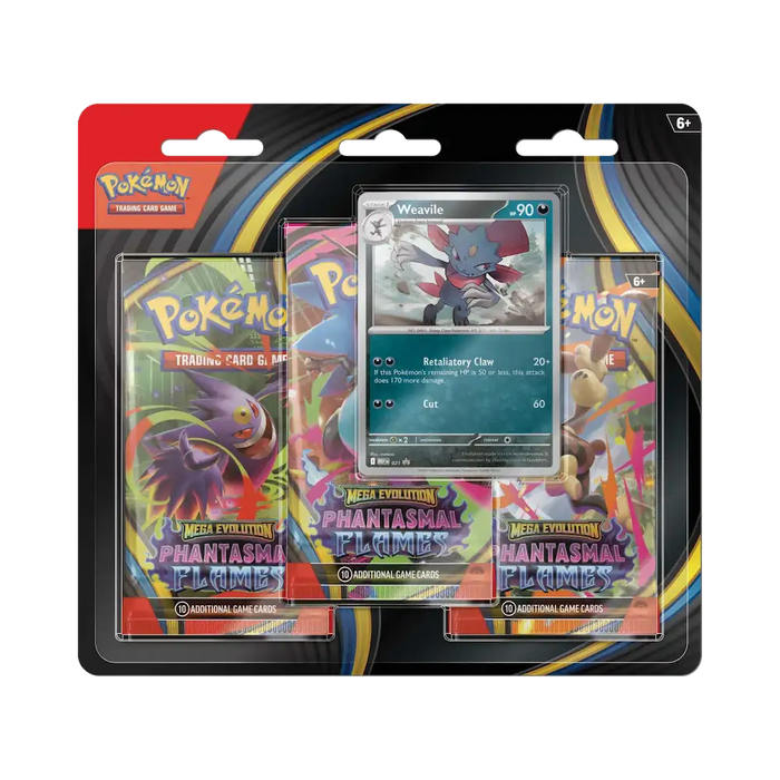 Pokémon - Mega Evolution: Phantasmal Flames 3-Booster Blister (3 Booster Packs & 1 Promo Card: Weavile)