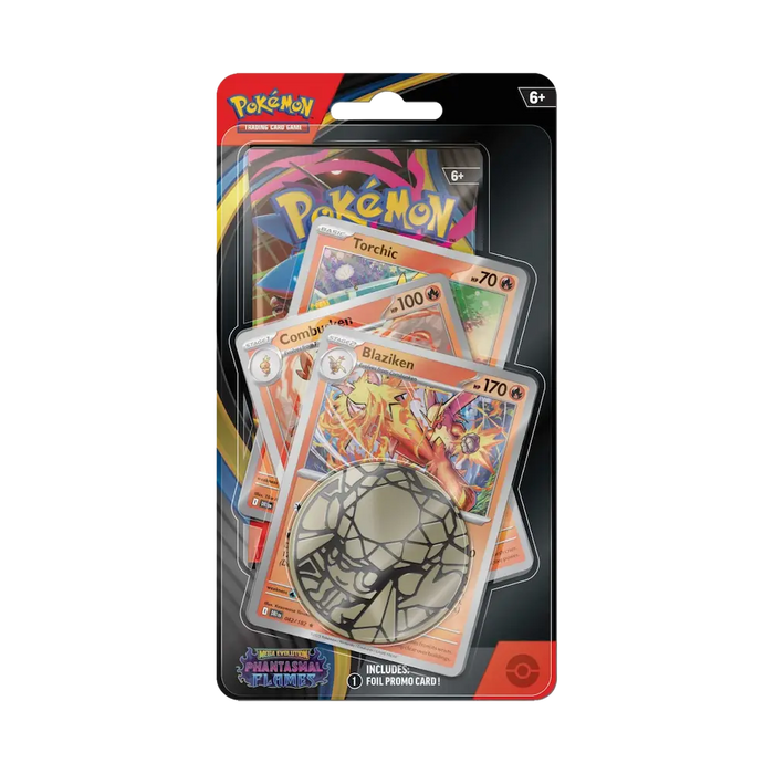 Pokémon - Mega Evolution: Phantasmal Flames Premium Checklane Blister (1 Booster Pack & 3 Promo Cards: Torchic, Combusken, Blaziken)