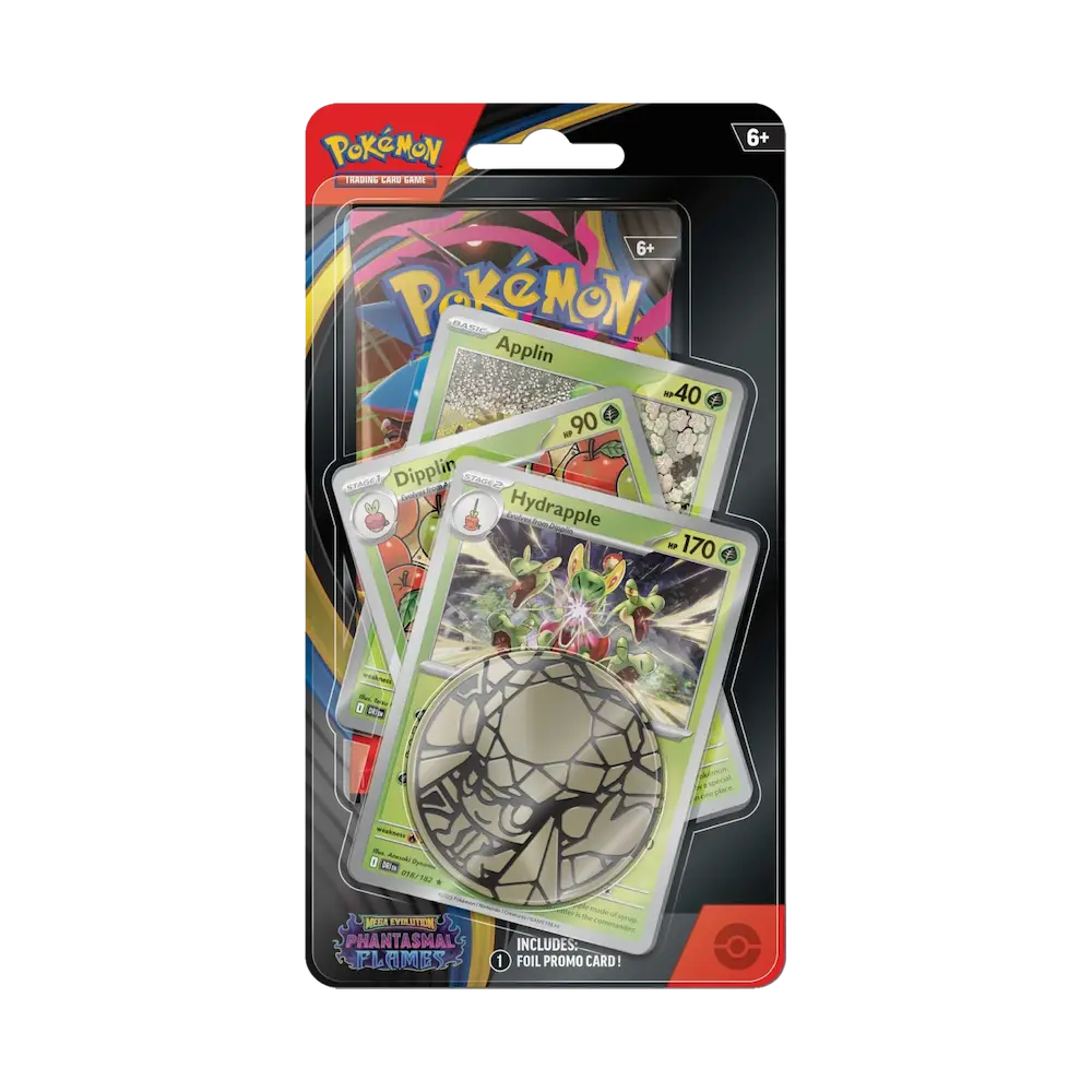 Pokémon - Mega Evolution: Phantasmal Flames Premium Checklane Blister (1 Booster Pack & 3 Promo Cards: Applin, Dipplin, Hydrapple)