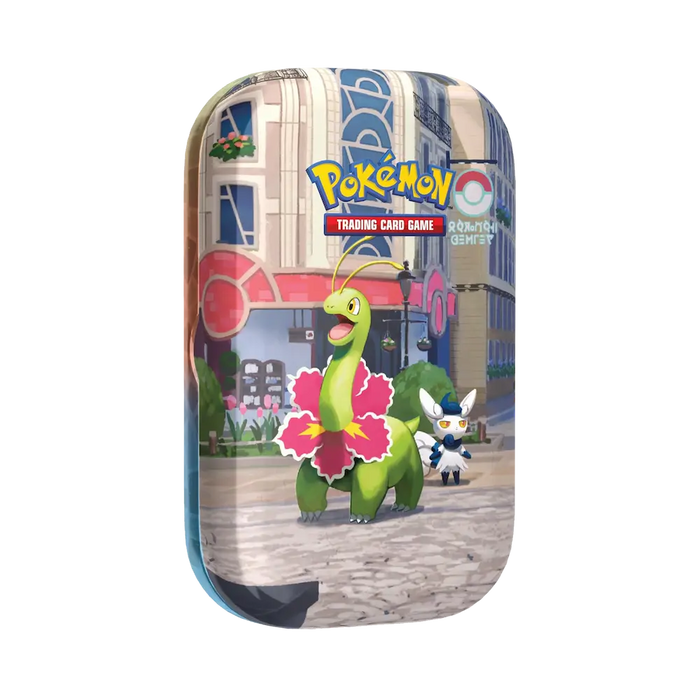 Pokémon - Lumiose City: Meganium & Meowstic Mini Tin (1 Sticker Sheet, 1 Pokémon Art Card & 2 Packs)