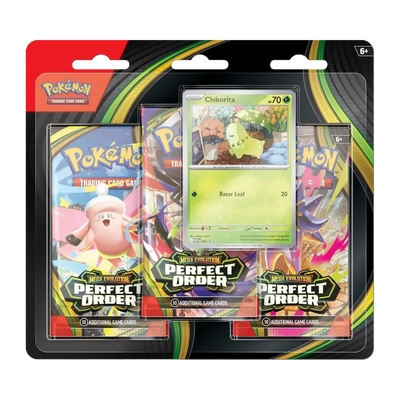 Pokémon - Mega Evolution: Perfect Order 3-Pack Blister (3 Packs & 1 Promo Card: Chikorita)