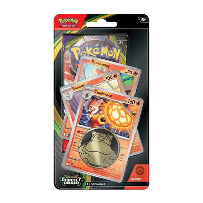 Pokémon - Mega Evolution: Perfect Order Premium Checklane Blister (1 Pack, 3 Cards & 1 Coin: Cinderace)
