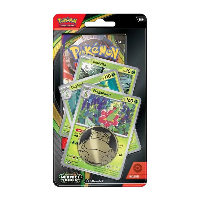 Pokémon - Mega Evolution: Perfect Order Premium Checklane Blister (1 Pack, 3 Cards & 1 Coin: Meganium)