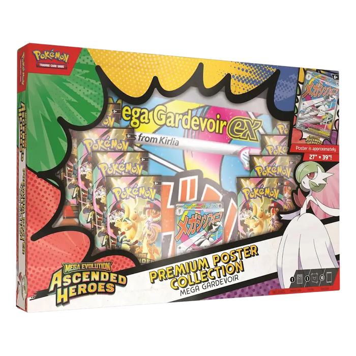 Pokémon - Mega Evolution: Ascended Heroes Premium Poster Collection (10 Packs, 1 Foil Promo Card & 1 Poster: Mega Gardevoir)