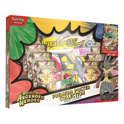Pokémon - Mega Evolution: Ascended Heroes Premium Poster Collection (10 Packs, 1 Foil Promo Card & 1 Poster: Mega Lucario)