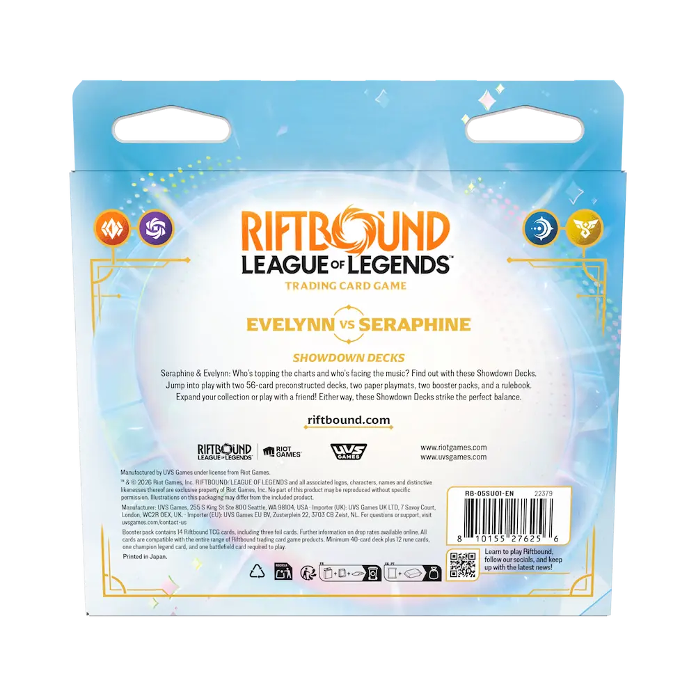 Riftbound: League of Legends TCG - Evelynn vs Seraphine Showdown Deck (2 Decks, 2 Booster Packs, 2 Paper Playmats & 2 Deck Box)